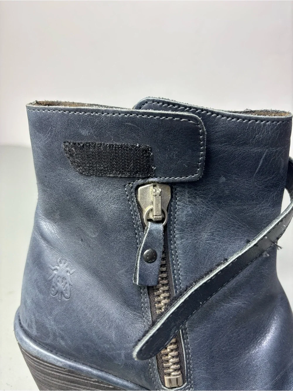 Fly London Yava Ankle Boot Wedge Bootie Blue  39 EU/ 8-8.5 US Biker Fashion